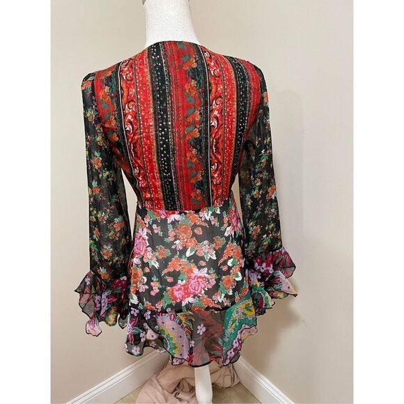 New Free People Magic Hour Wrap Top in Black Combo Size XS.. - Picture 7 of 9